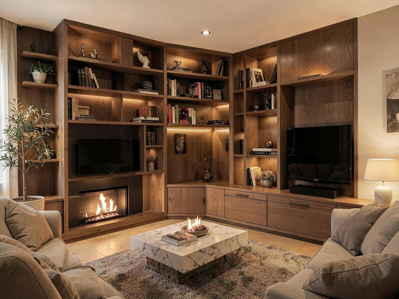 Mobilier intégré de salon et de salle familiale — M.S Simard Construction inc., Québec